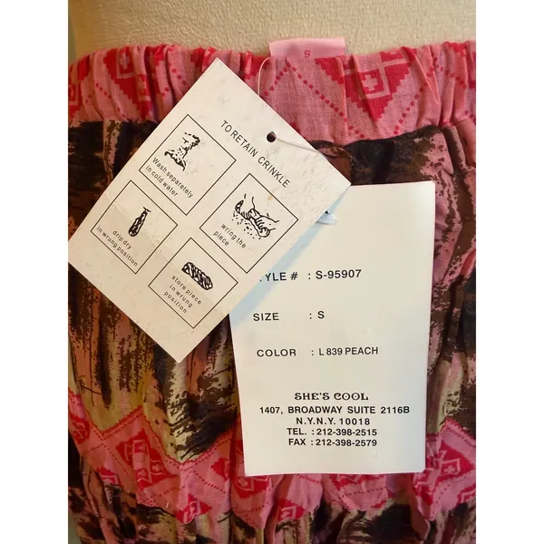 she's cool Whimsigoth retro pink Brown boho Tiered Crinkle Midimaxi Skirt y2k colorful nwt - Image 8