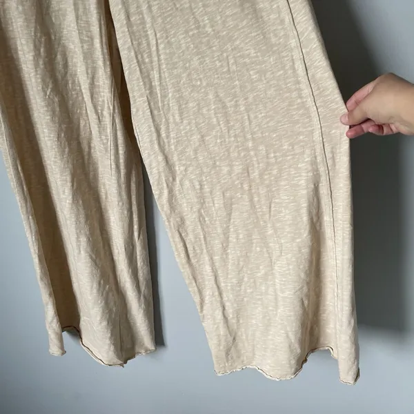 Aerie Wide Leg Relaxed Fit Lounge Sweatpants High-Waist Tan Beige Womens Medium - Image 7