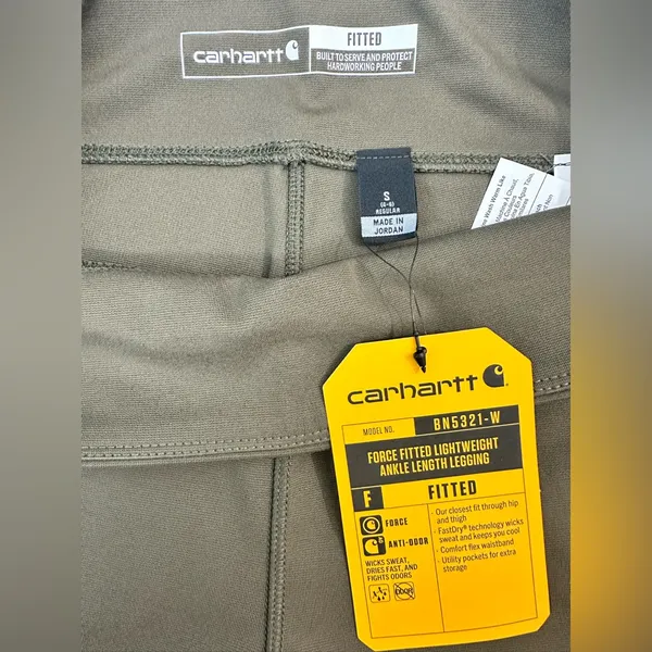 CARHARTT FORCE FITTED LIGHTWEIGHT ANKLE LENGTH LEGGING color Olive SIZE S - Image 3
