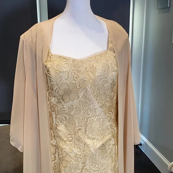 Women’s Mother of the Bride Dress Corset Back & Chiffon Jacket Size XL - Image 2