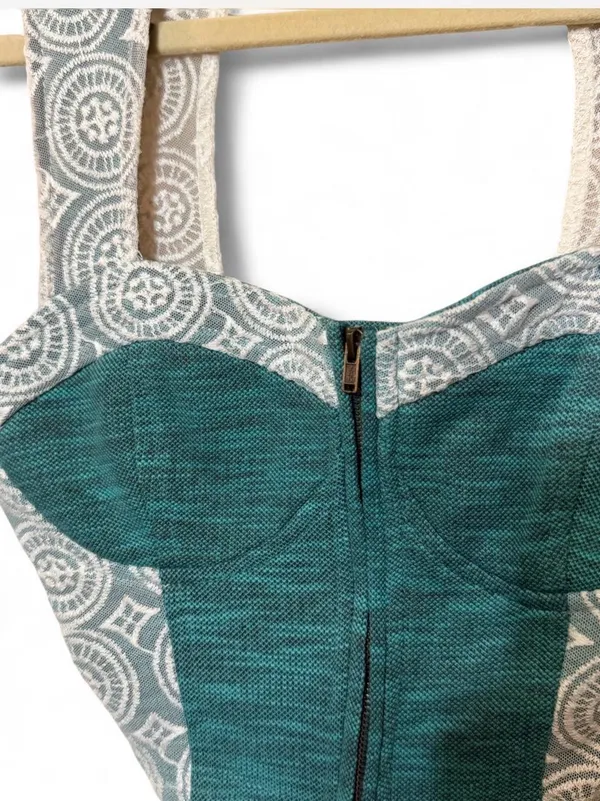 Pins & Needles Teal Turquoise & Ivory Cropped Top Bustier Sz S NWT Retail $39 - Image 3