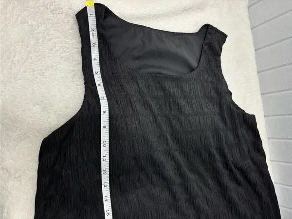 HALARA‎ Sleeveless tank Black Textured Ruffle-Hem Midi Dress Size XL NEW - Image 9