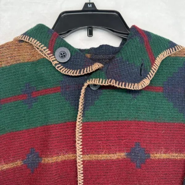 Vtg Woolrich Aztec‎ Duster Coat Reversible Southwestern Blanket Long Cardigan M - Image 4