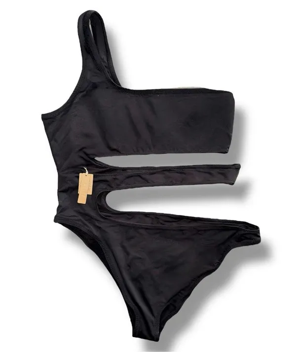 NWT SKIMS One-Shoulder Cutout Monokini Swimsuit – Onyx - Size XXL (Retail $92) - Image 3
