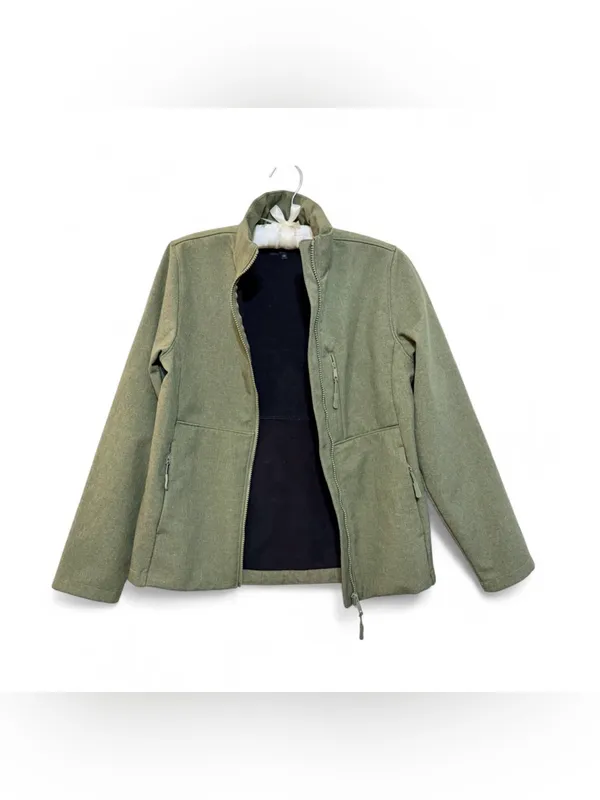 Quince Women’s Soft-shell Fleece Lined Full Zip Heather Olive Oil Jacket Size XS - Image 10