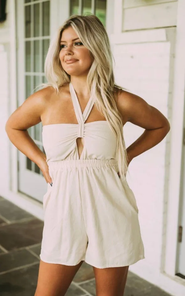 These Three Boutique Textured Halter Romper - Image 4