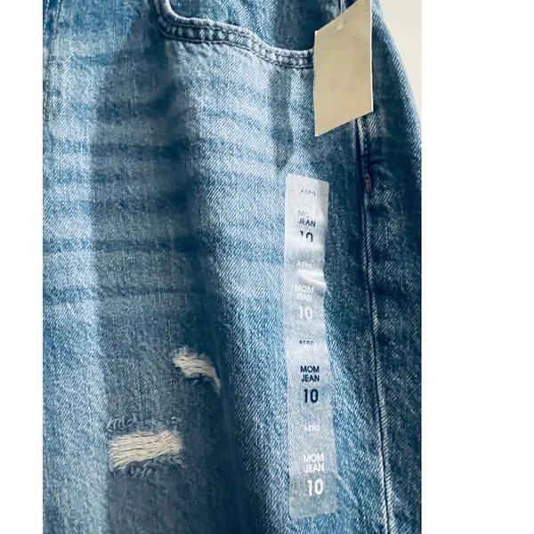 Aeropostale Womens High‎ Rise Distressed Mom Jeans Medium Wash Size 10 NWT - Image 15
