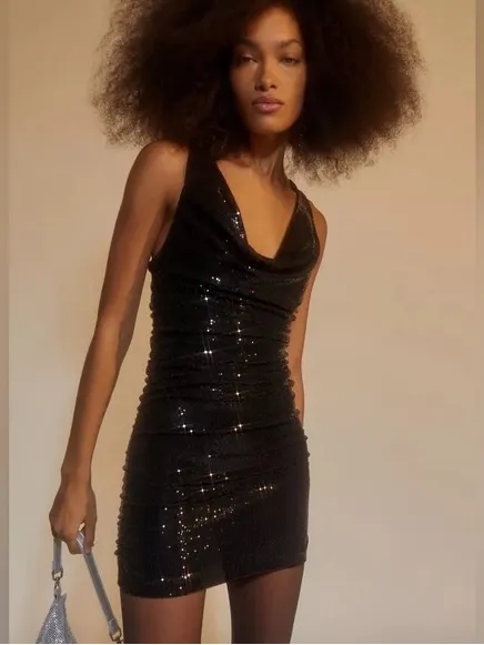Urban Outfitters Black Sequins Mini Dress - Image 7