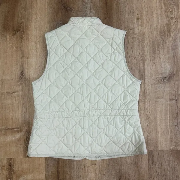 Gap | Women's Cream‎ Off White Button Front Mock Neck Quilted Vest, Size M - Image 2