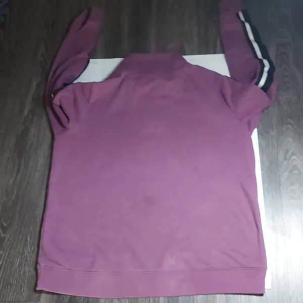 PINK Victoria's Secret Funnel Purple Logo Racer Stripe Zip Jacket. L Casual Preppy - Image 7