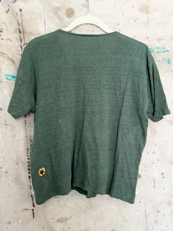 Sézane Joshua Linen T-Shirt in Jade - Image 6