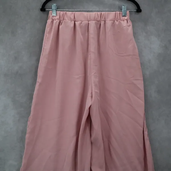 Pink‎ Belted Wide Leg Boho Pull On Straight Leg Elastic Trousers Pant M Medium Pink - Image 3