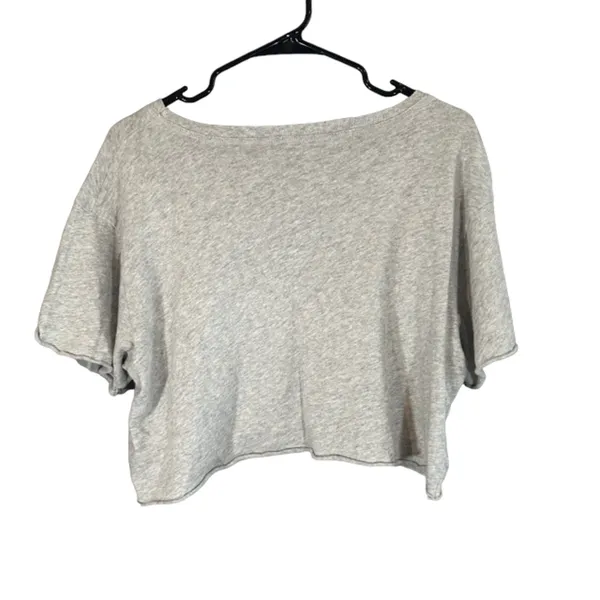 Aerie Gray Cotton Short Sleeve Good Vibes Energy Cropped Top Women Sz M - Image 2