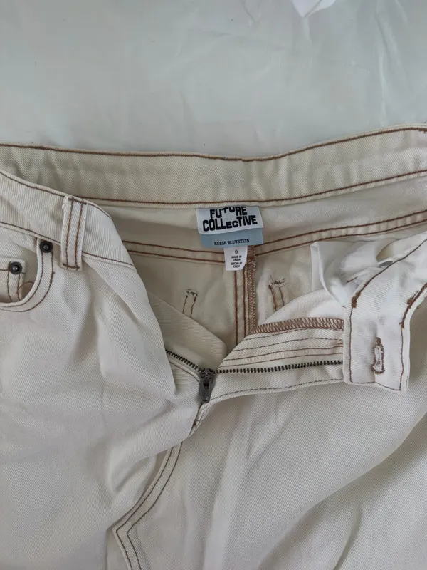 Future Collective cream denim skirt Size 0 #denim #skirt - Image 3