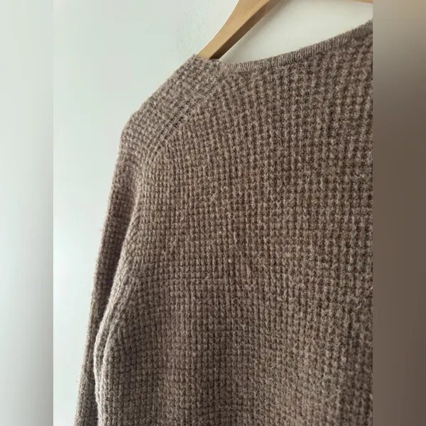 Madewell Wafflestitch Brown‎ Open Cardigan Sweater Alpaca and Merino Wool Cozy - Image 5