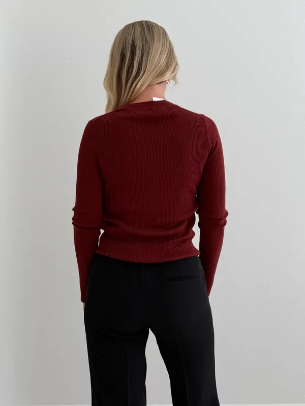 Madewell Double Layered Merino Silk Crewneck Sweater Deep Rust M NWT - Image 2