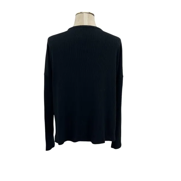 Rag & Bone Black Ribbed V Neck Long Sleeve Stretch Knit Tee Top Size Small‎ - Image 5