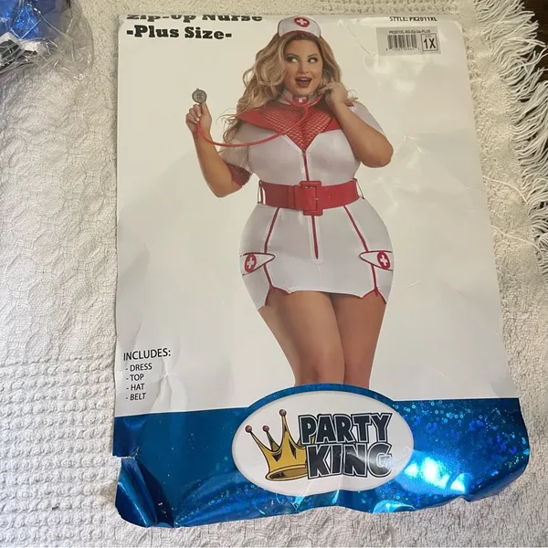NEW Party KIng Zip-Up Naughty Nurse Costume Size 1X - Image 2
