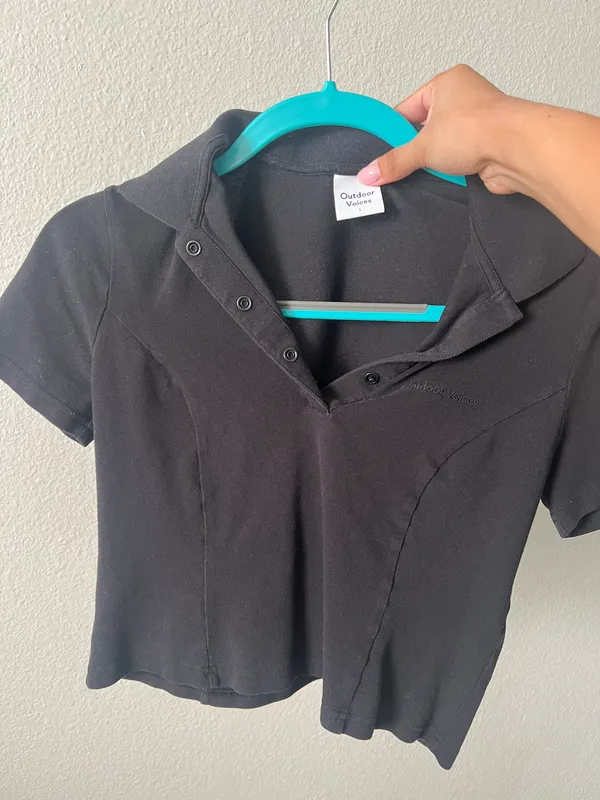 Outdoor Voices Black Cropped Polo - Image 2