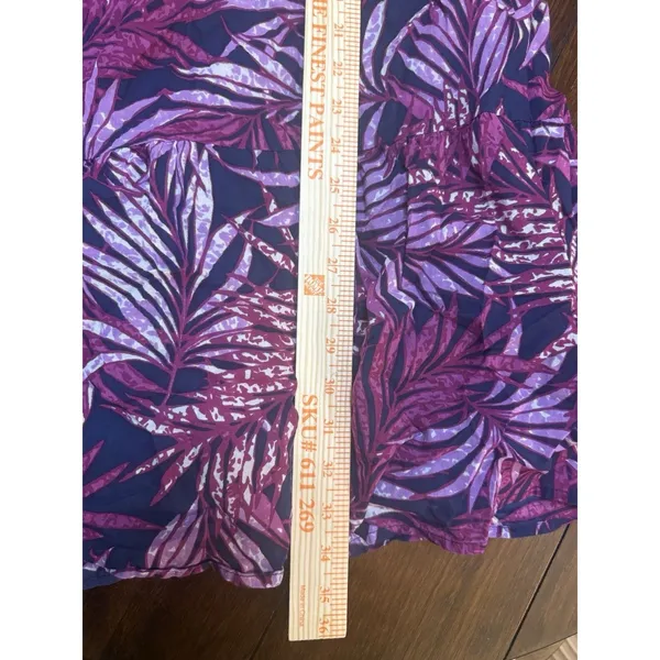 Soft Surroundings Purple Palm Print Smocked Bodice Tiered Maxi Dress Size Small - Image 5