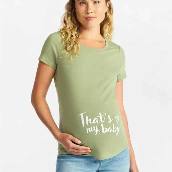 Time and Tru Women’s Maternity Graphic Tee with Short Sleeves - Image 6