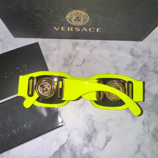 Versace BRAND NEW Authentic Geometric unisex Sunglasses yellow fluorescent frame - Image 8