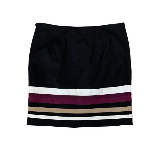 White House Black‎ Market Colorblock Pencil Skirt 12 Black Burgundy Beige Lined - Image 3