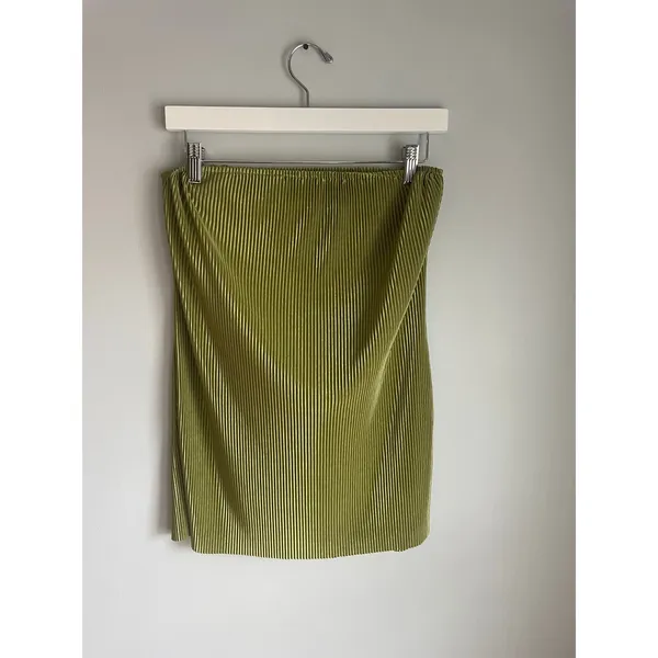 Chartreuse Green strapless dress tube top mini dress ribbed miami‎ going out Y2K - Image 3