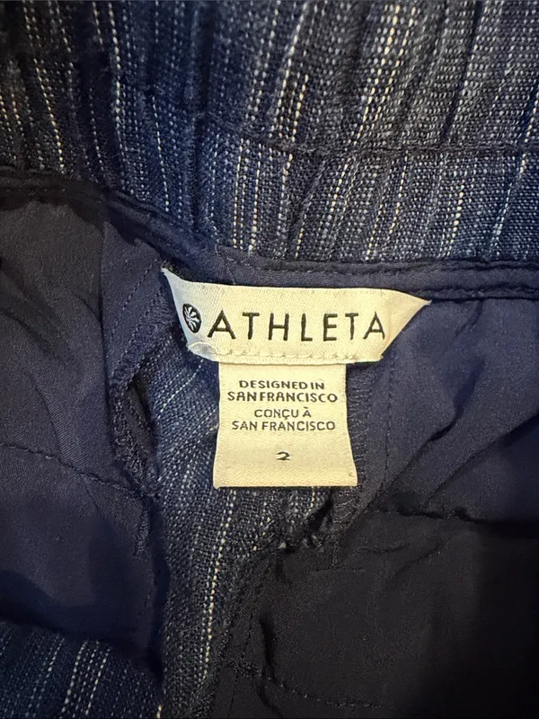Athleta Athleta Cabo Linen Wide Leg‎ Pant - Blue - Smocked Waist - 2 - C31-050 - Image 2