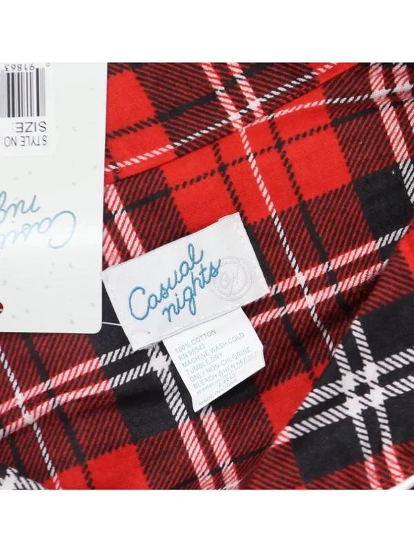 NWT Casual Nights Cotton Long Sleeve Button Down Pajama Set Red Black Plaid L - Image 7