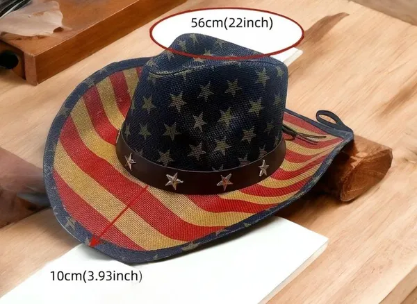 NWT Sunshade American Flag Cowboy Hat - Image 3