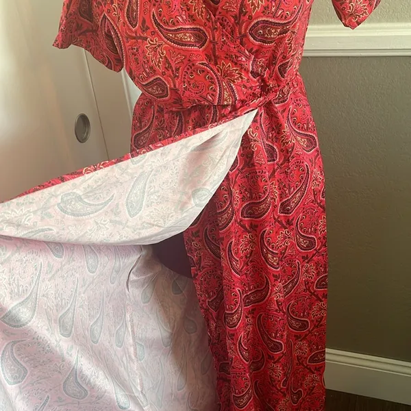 Boho Paisley Maxi Dress Sz L - Image 3