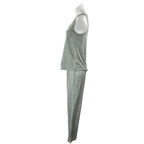 Eddie Bauer Womens Gray White Star Print Sleeveless Tank Sleepwear Pajamas Set S - Image 2