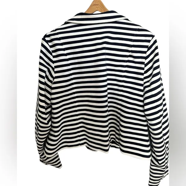 Lane Bryant Navy and White Striped Blazer Moto Zip 18 New - Image 3