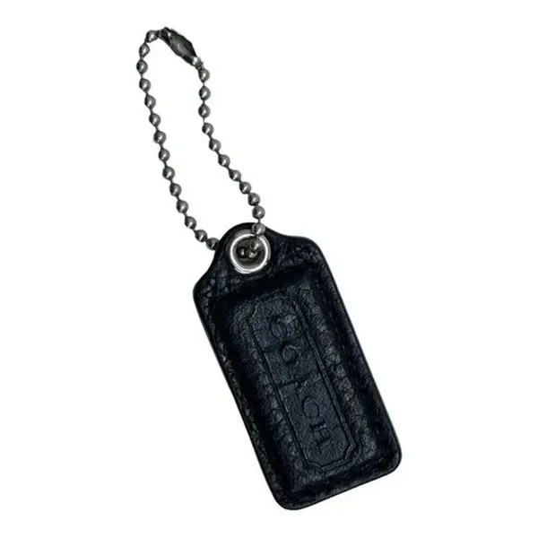 COACH Black Leather Replacement‎ Keychain Mini Tag Fob On Beaded Chain​​​ - Image 4
