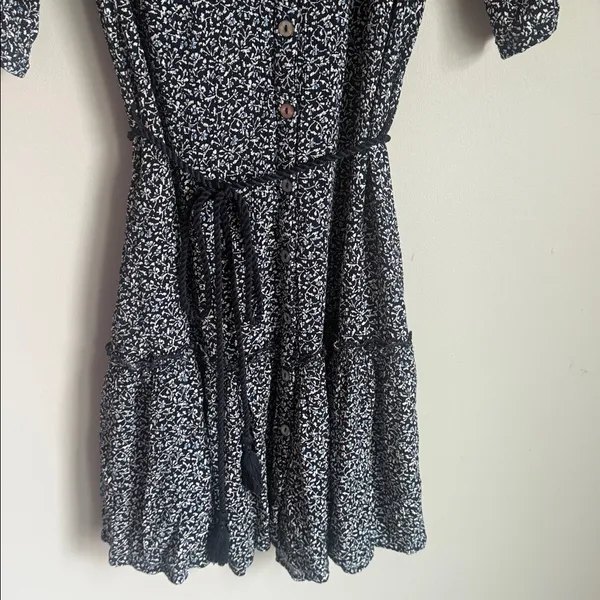 Faherty Orinda Tie Waist Button-Up Crepe Minidress XS - Image 7