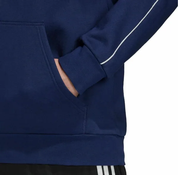 M Adidas Navy Fleece Hoodie Pullover With White Accents Athletic Athleisure - Image 3