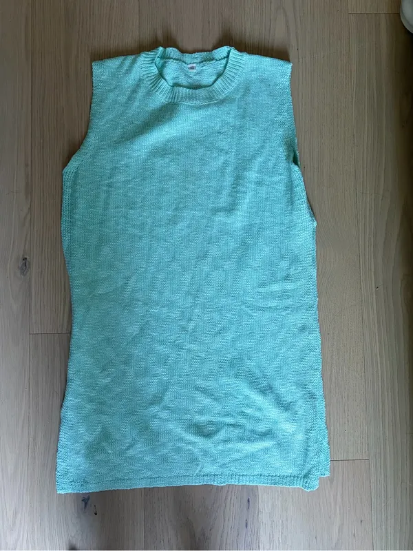 Uaneo 2 Piece Outfit Summer Knit Sweater Set Sleeveless Tunic top and short teal - Image 4