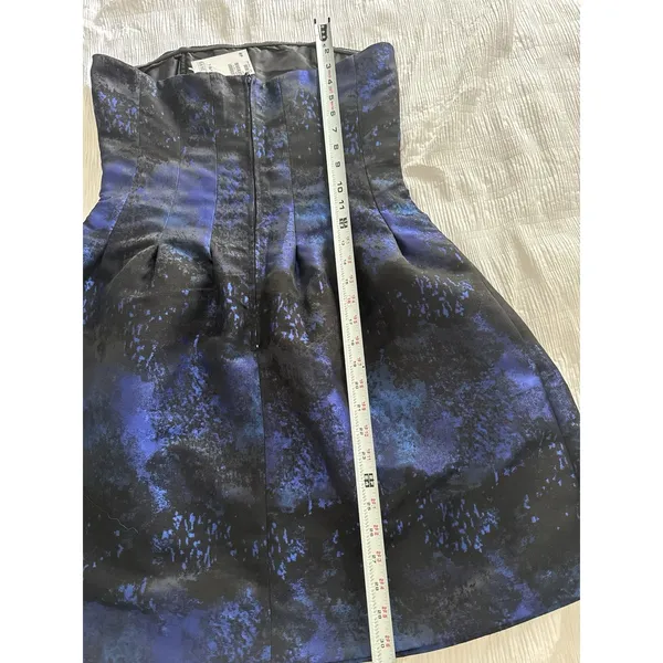 NWT H&M Strapless Dress Blue Black Celestial Wedding Guest Formal Bubble Pockets - Image 6