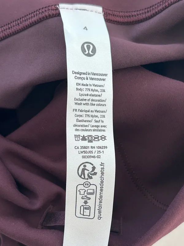 NWT lululemon Wunder Train HR Tight 28" size 4 Goodnight Plum authentic - Image 4