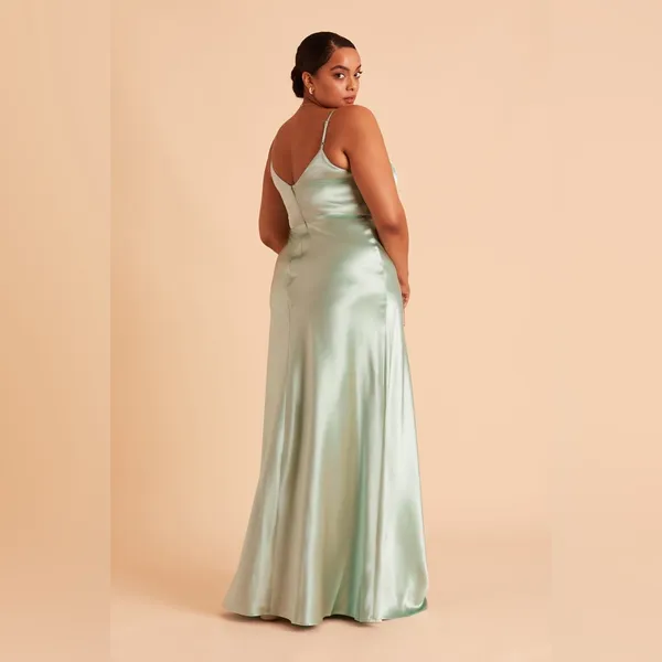NWT Birdy Grey Jay Shiny Satin Dress In Sage Size XL - Image 5