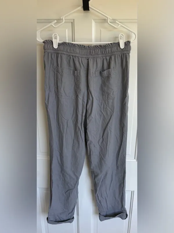 Sincerely Jules Linen Blend‎ Pants Gray Roll Tab Ankle Size M Size M - Image 6