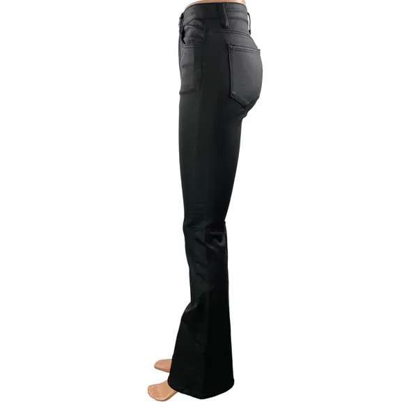 Edikted Women's Black Coated High Rise Slim Bootcut Flared Denim Jeans Size M - Image 2