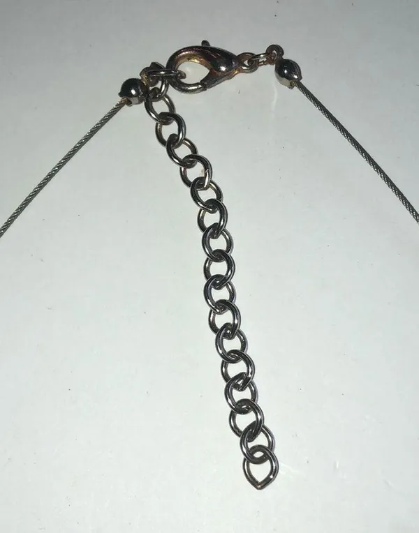Silver Tone Amber Beads Dainty Beaded Boho Necklace - Image 4