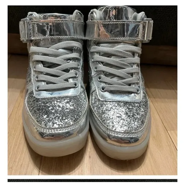 Sneakers‎ women's 7.5 sparkle silver high tops ODEMA - Image 3