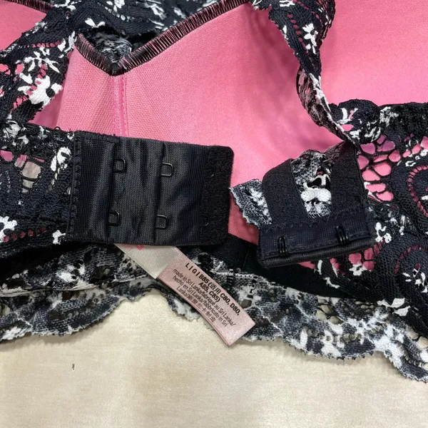 PINK Black and White Lace Bralette LARGE - Image 6