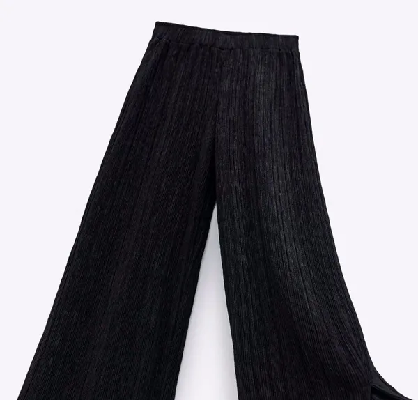 ZARA Black Pleated Flowy Pants Trousers - Image 3
