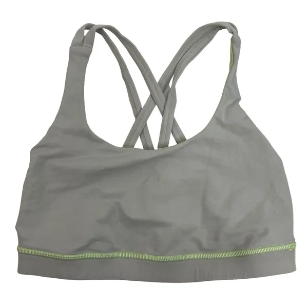 Lululemon Size 6 Energy Bra Medium Support Stretch B / C Cup Gray Lime Green - Image 3