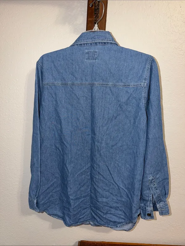 Vintage Christmas Toys Embroidered Denim Shirt Cottagecore Teacher Teddy Bear - Image 3