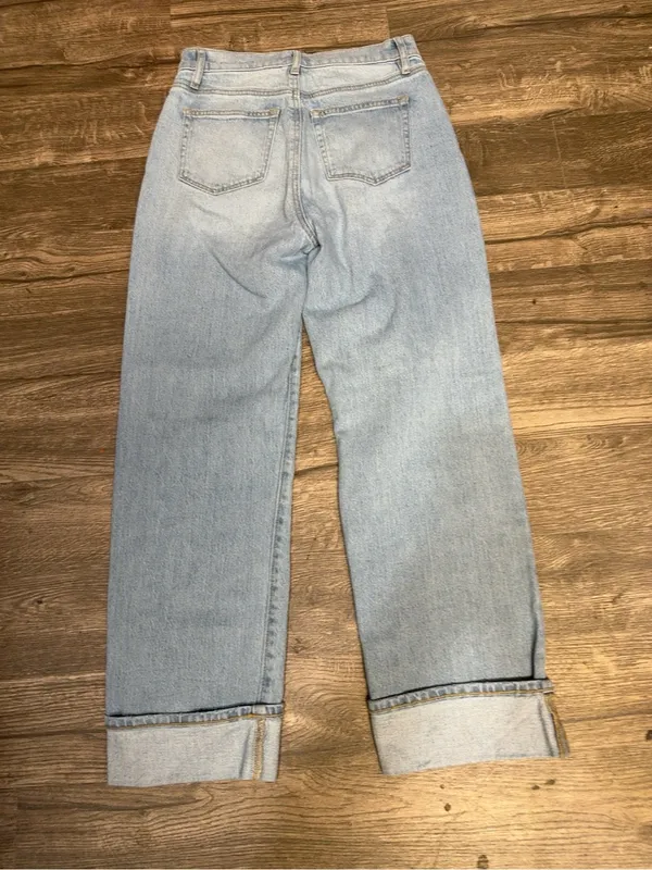 LOFT The Straight Light Wash Cuffed Jeans Size 25/0 - Image 4